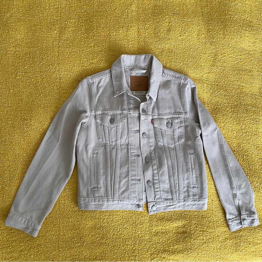 Levi's Premium Original Trucker Denim Jacket Womens Beige Stone Color Size Small